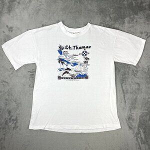 Vintage St Thomas Caribbean Sea U.S. Tropical Islands White Short Sleeve T-Shirt